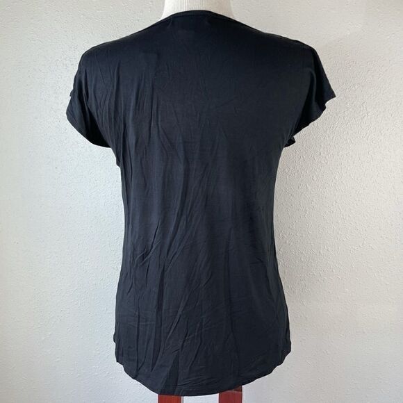NWT August Silk Black Short Sleeve Top Size M - Picture 4 of 7